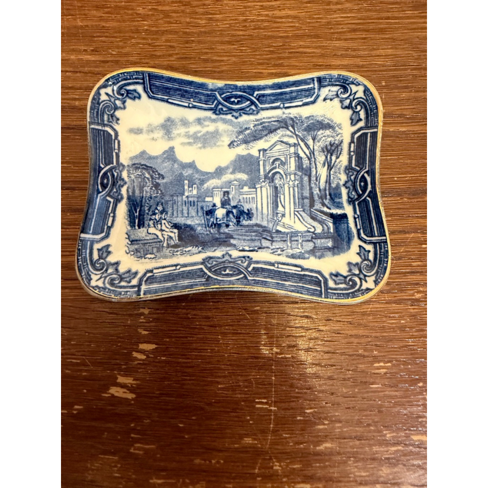 Vintage Grimwades Genoa Davenport Blue White Pin Dish Tray Made England